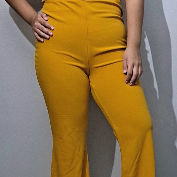 Yellow Mustard Sleeveless Women’s Jumpsuit – Plus – 1X, 2X & 3X - Picture 6 of 9